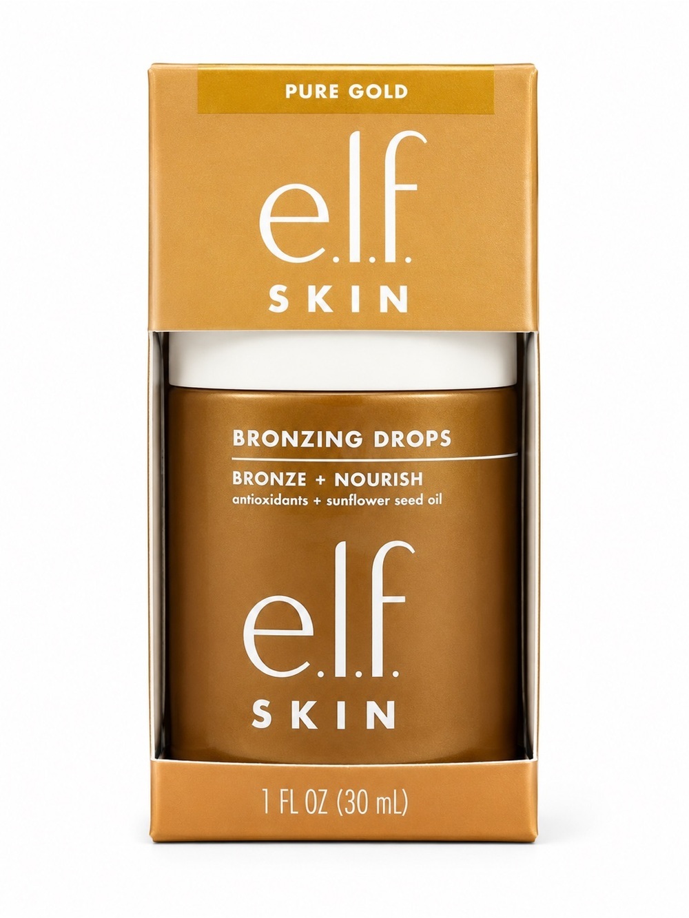 e.l.f. SKIN Bronzing Drops Pure Gold 30mL NEW Sealed Glow Booster